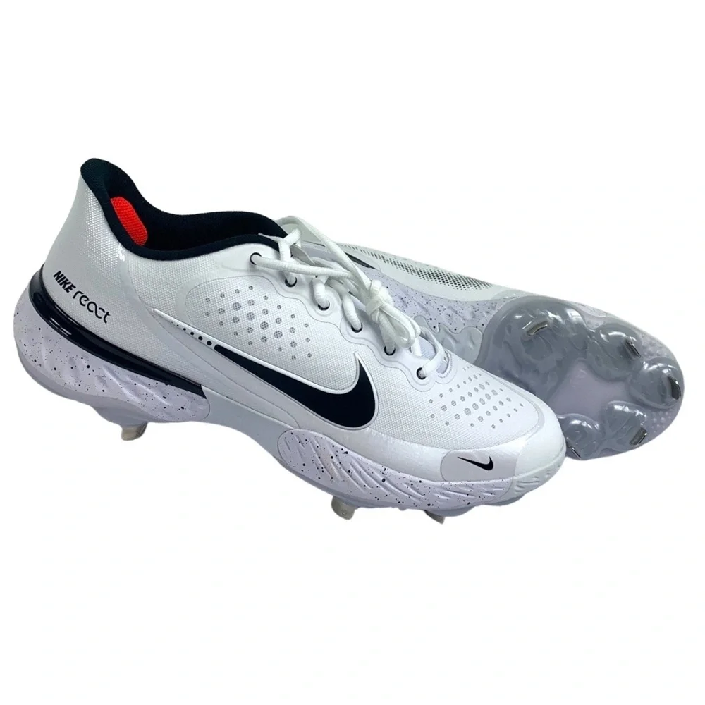 New NIKE Alpha Huarache Elite 3 White Black Metal Spikes Baseball Cleats Mens 14